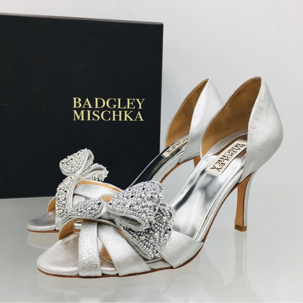 Badgley Mischka Silver Antique Metallic Suede